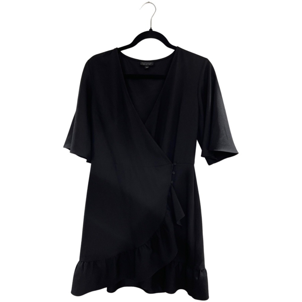 Topshop Ruffle Trim Mini Dress Black